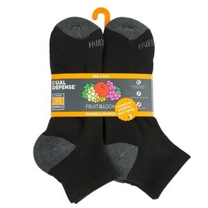 Fruit of the Loom Men’s Dual Defense Black Socks 6 Pairs NEW Med (6-12)